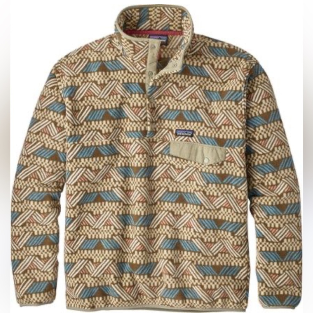 Patagonia Men's Crewneck Sweater - Red and Blue Pattern